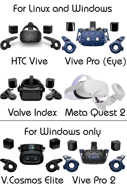 Supported VR headsets
